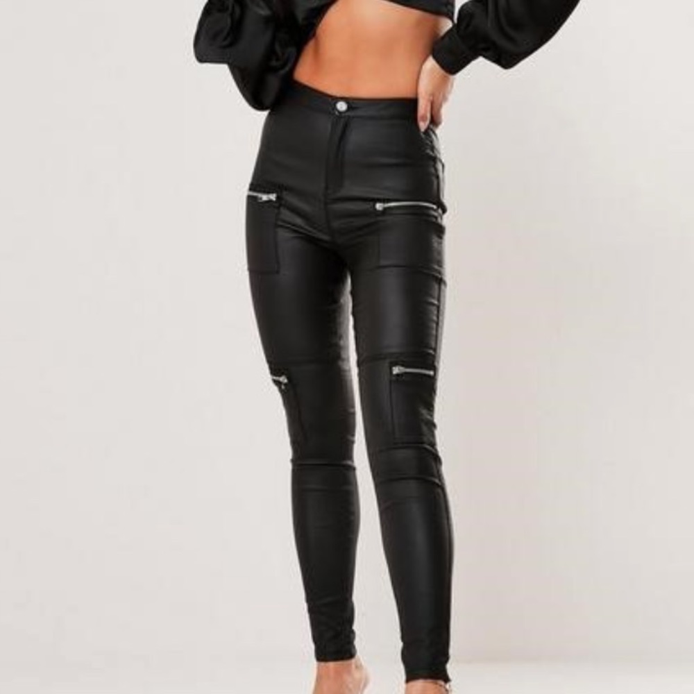 Faux leather skinny pants